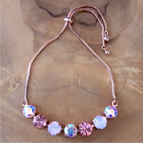 Aurora Borealis Rose + Pink Opal Crystal Rolo Bracelet